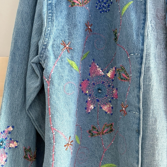 Tantrums Vintage Embellished Denim Jacket Women’s Medium – Sequin & Beaded - Picture 4 of 9